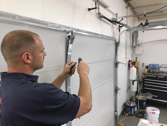 Before and after garage door dent repair by Bridgeport Garage Door Repair in Bridgeport