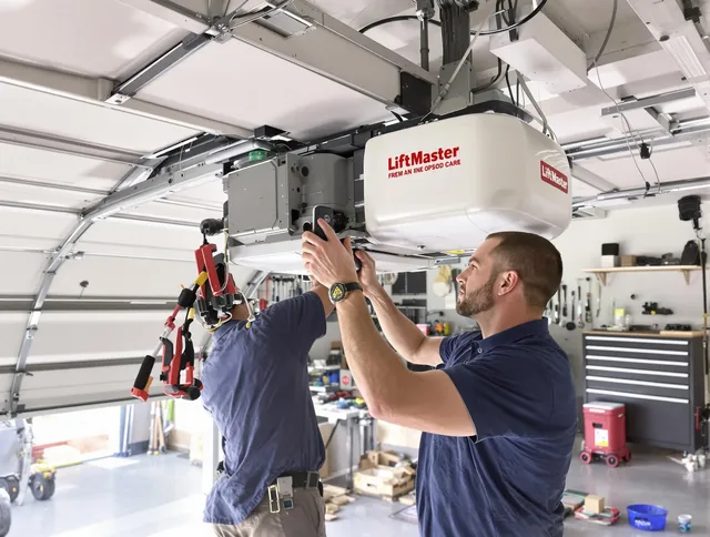 Bridgeport Garage Door Repair technician performing advanced diagnostics on garage opener in Bridgeport