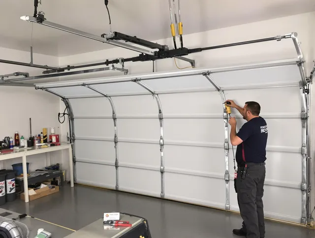 Bridgeport Garage Door Repair certified technician performing overhead door system repair in Bridgeport